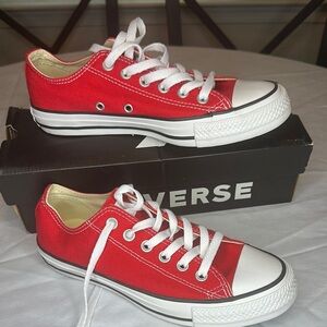 Converse Red Canvas Sneakers with White Accents